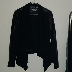 BLANKNYC Drape Collar Faux Leather Jacket
